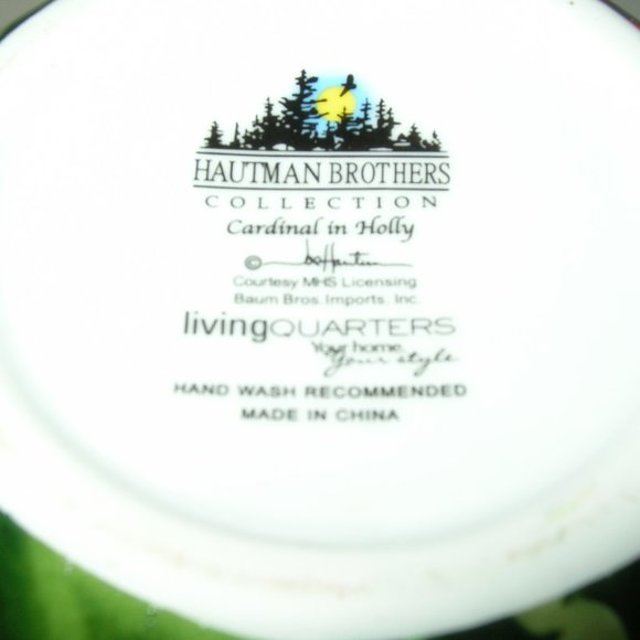 CARDINAL IN HOLLY "CHRISTMAS" CANDY LIVING QUARTERS 10.5" PITCHER Hautman NIB - Picture 7 of 8